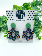 Load image into Gallery viewer, Halloween *STUD ONLY* Ghosts, Pumpkins & Stars Circle and Wiggle Donut Dangle Earrings (#984)