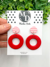 Load image into Gallery viewer, Basics *STUD ONLY* Pink &amp; Red Circle and Circle Donut Dangle Earrings (#002)